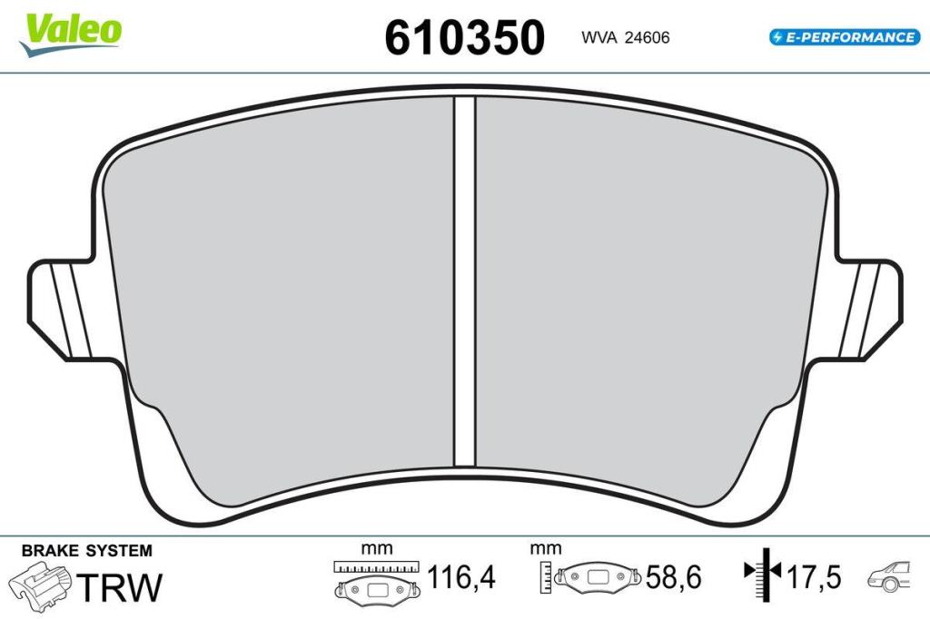 Jogo de 4 pastilhas de travão VALEO ref. 610350